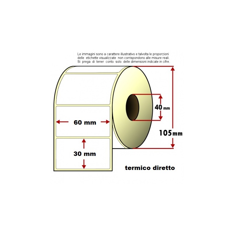 Rotolo etichette adesive termica 60x30 - Vendita online € 5,16 + iva